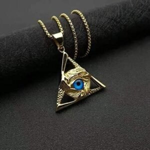 stainless steel illuminati egyptian eye of horus ra necklace pendant with 24 inch chain2 433x433